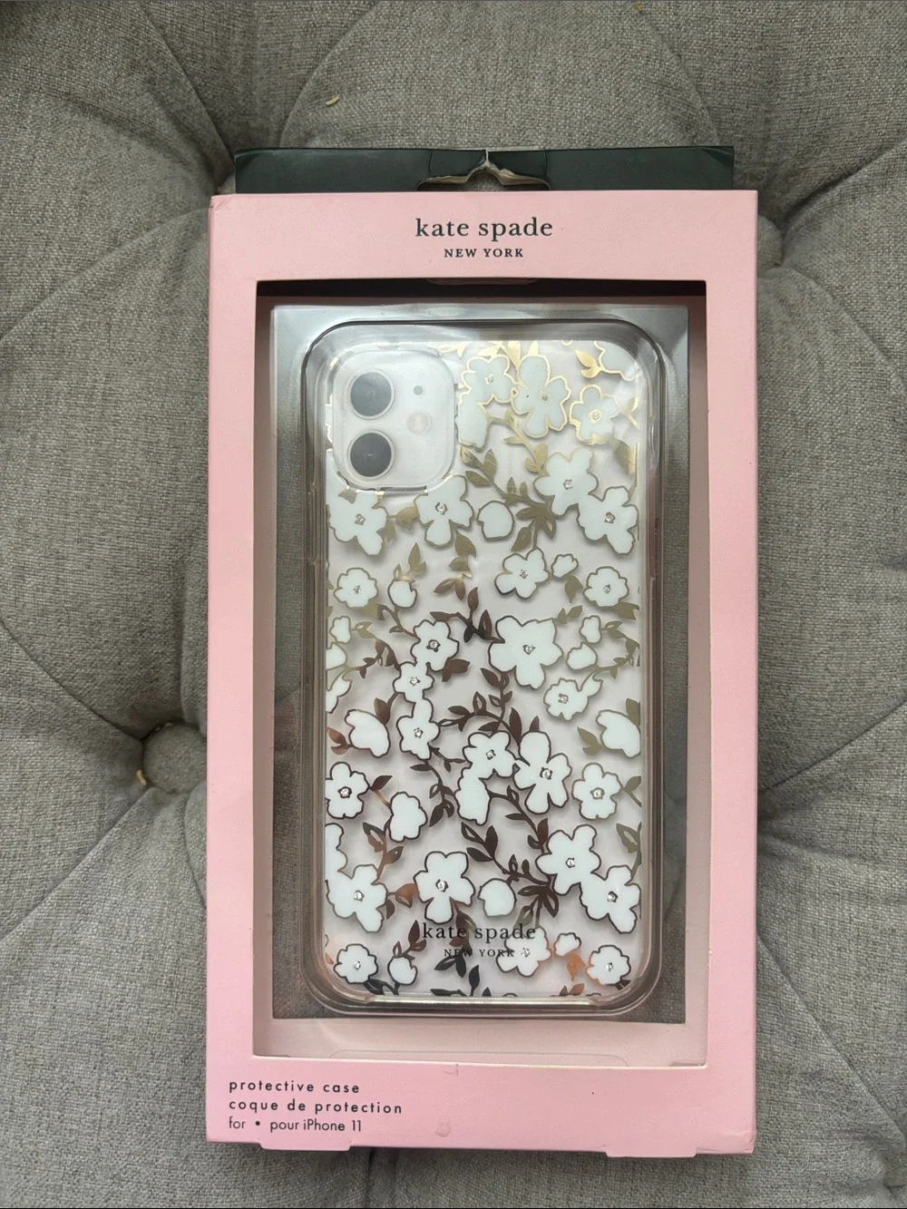 kate spade White & Gold Floral iPhone 11 Case
